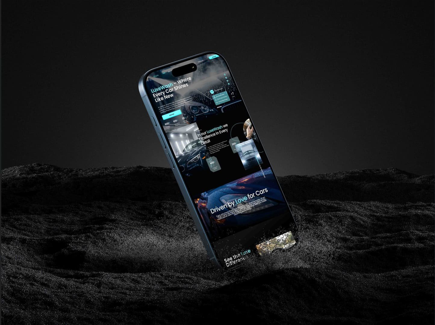 LuxeWash – Responsive Website Design Mockup of Mobile view by Abdul Karim Rony